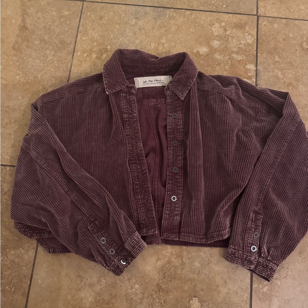 We The Free Corduroy Cropped Blazer in Deep Burgundy